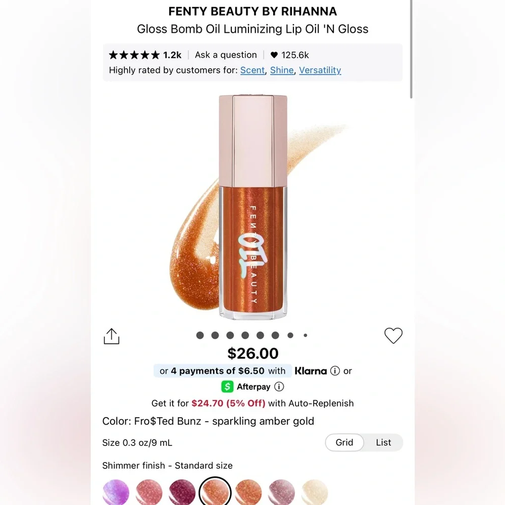 NIB Fenty Beauty Gloss Bomb Oil Luminizing Lip Oil in Shade Frosted Bunz